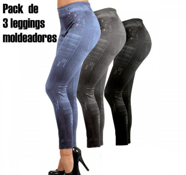 Leggins Efecto Jeans Moldeadores (Pack 3 Colores)